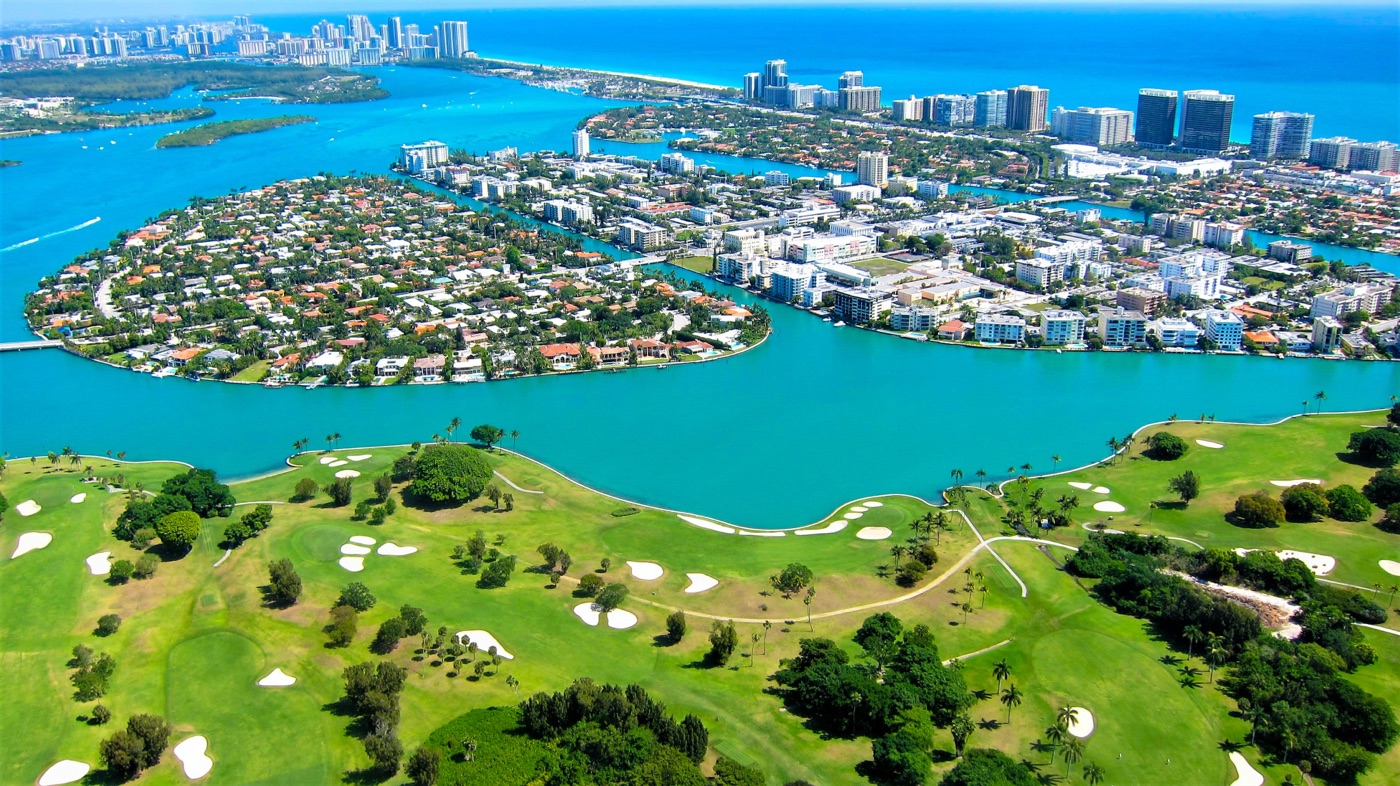 Bay Harbor Islands waterfront homes and Kane Concourse